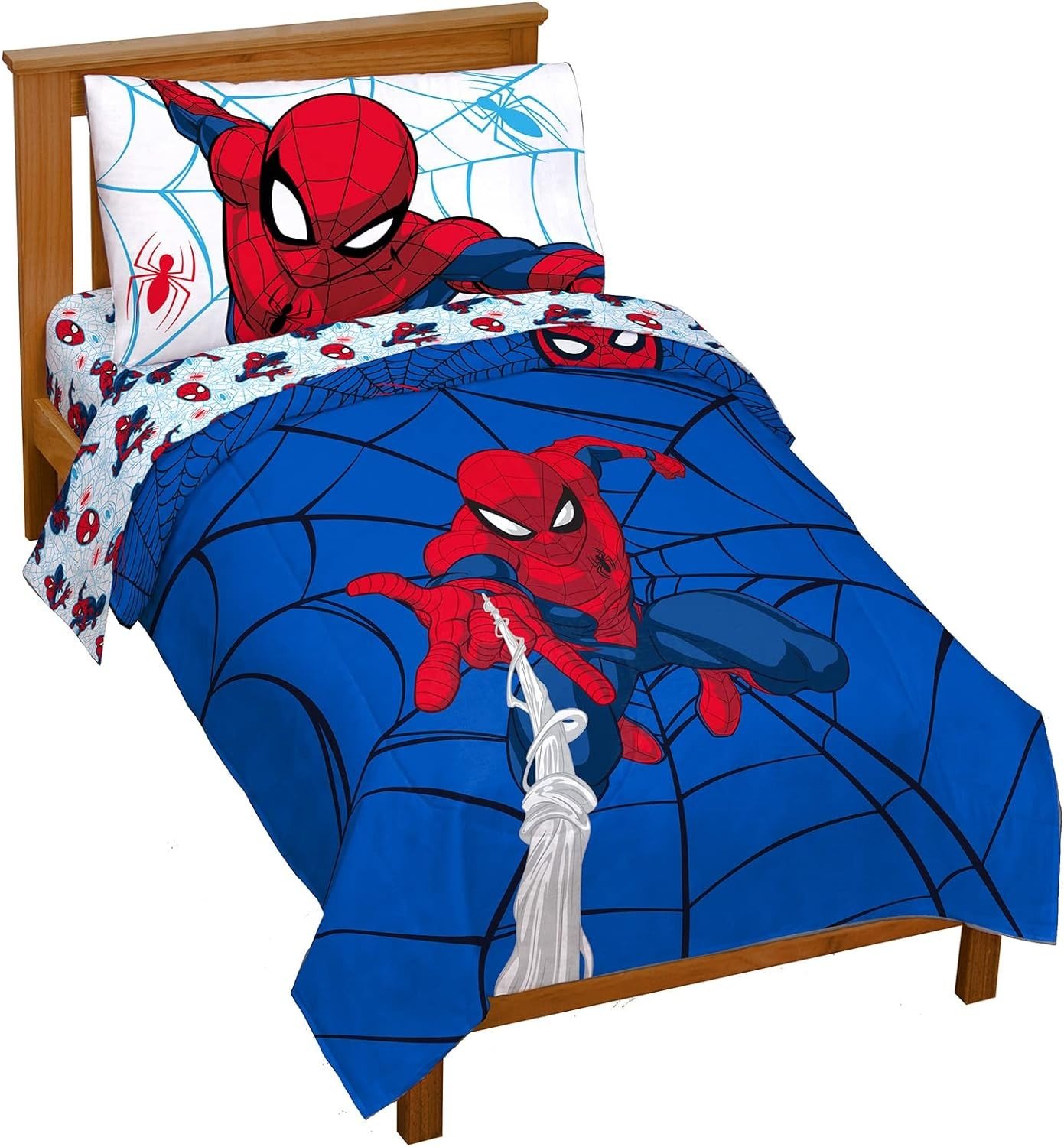 Jay Franco Marvel Spidey and His Amazing Friends Team Spidey 4 Piece Toddler Size Bed Set – Super So