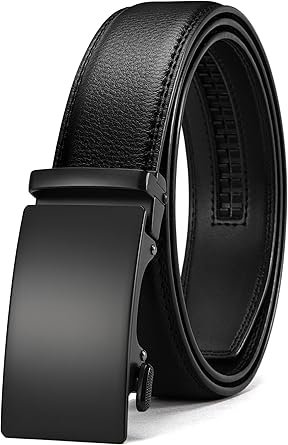 CHAOREN Mens Belt - Mens Ratchet Belt Leather 1 3/8" for Dress Pant - Micro Adjustable Belt Fit Ever