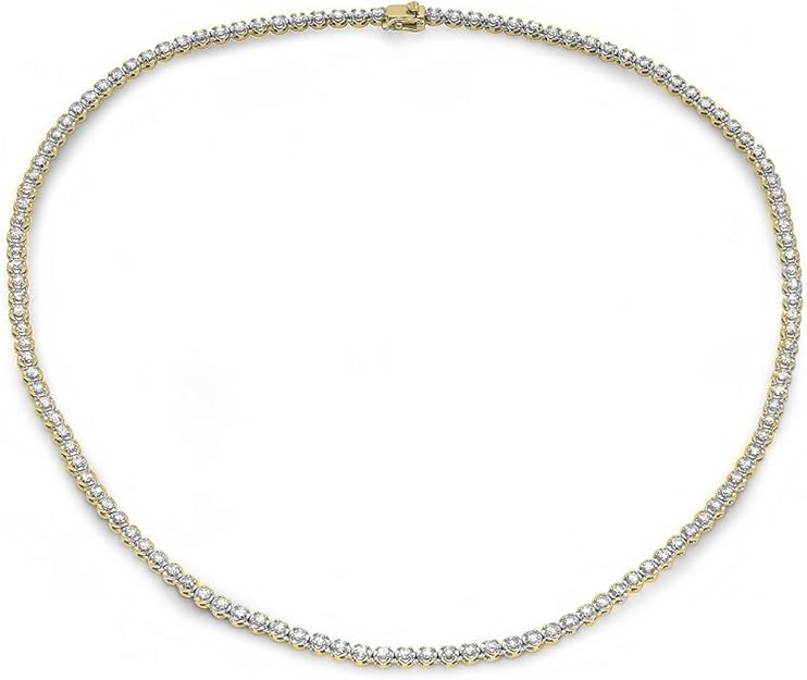 Dazzlingrock Collection 5.00 Cttw 14K Solid Gold Real Round Diamond Womens Tennis Necklace 5 CT