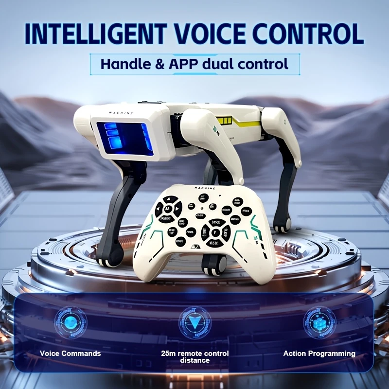 Intelligent Black Technology Robot Dog Cute AI Companion Programmable Voice Commands Unlock Future P