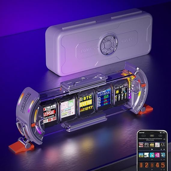 Divoom Times Gate - Cyberpunk Gaming Setup Digital Clock with Smart APP Control, WiFi Connect, RGB L