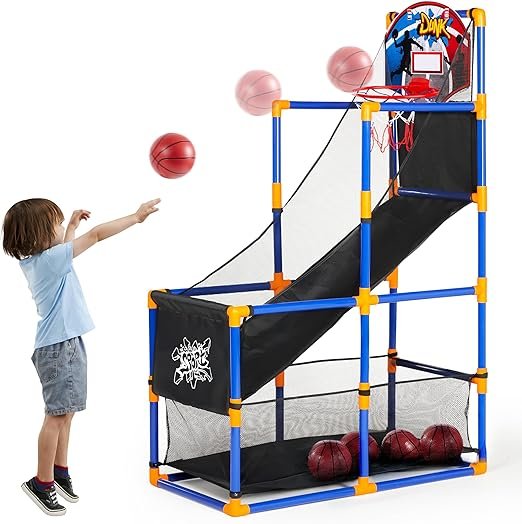 JOYIN Arcade Basketball Game Set with 4 Balls and Hoop for Kids 3 to 12 Years Old Indoor Outdoor Spo