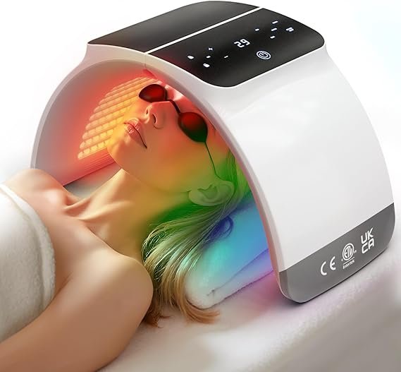 Bestqool LED Mask Photon LED Light Therapy - 6 Colors with Near Infrared Light LED Face Mask for Ski