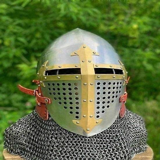 Medieval Bascinet Helmet Bascinet Hounsell Chainmail Knight Steel Helmet Battle Warrior Costume With